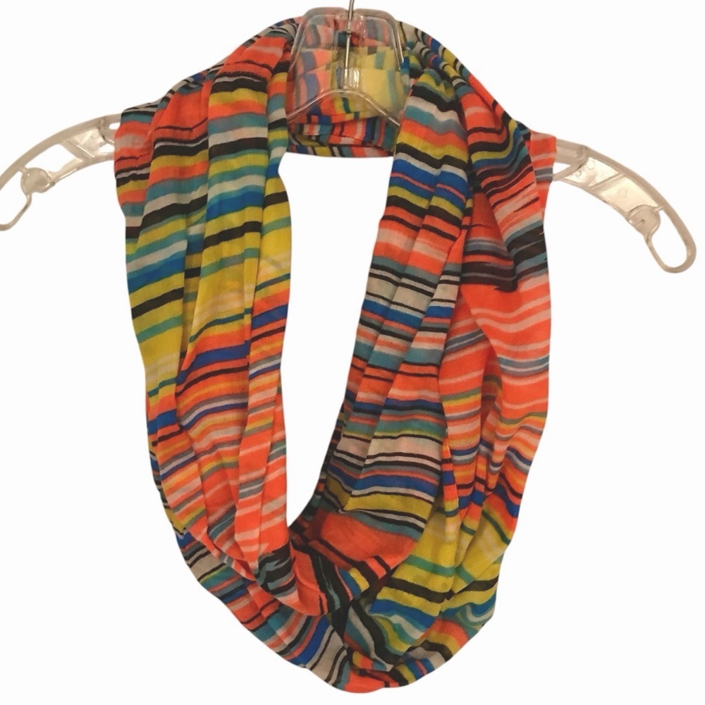 BIG BUDDHA Infinity Loop Scarf in Multicolor Stripes